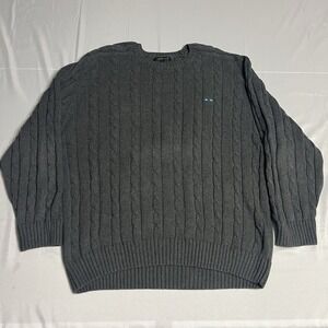 Alexander Julian Gray Cable Knit Sweater Men's Size XL grandpa Preppy